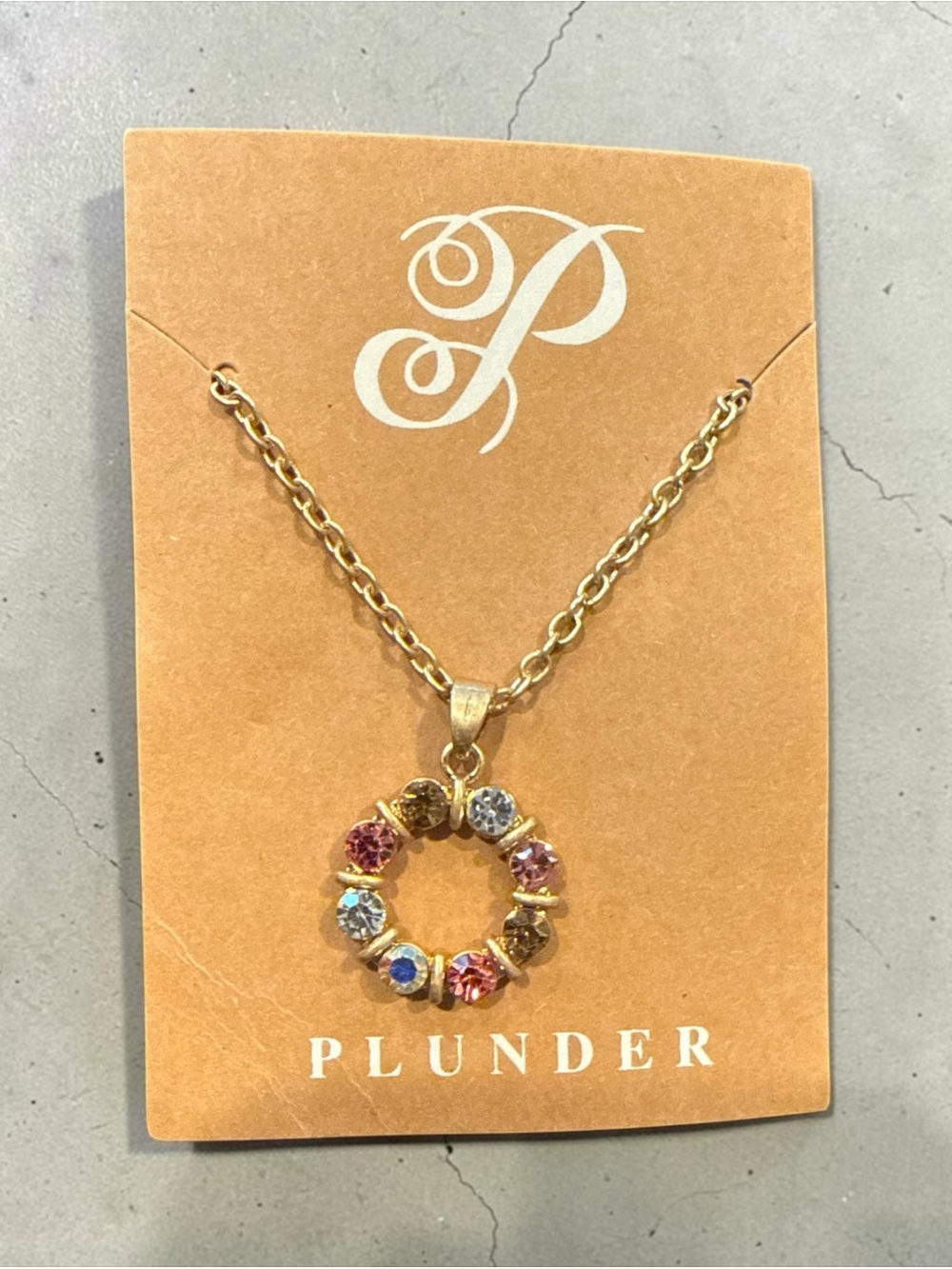 Plunder Gold Multicolor Crystal Wreath Pendant Necklace